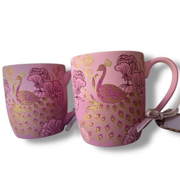 Pink Peacock Floral Mug with Gold Foil Accents - Picture 9 of 10